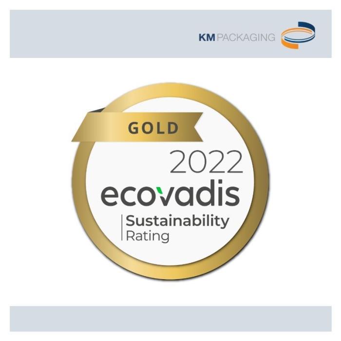KM Packaging has been awarded the gold medal by EcoVadis for sustainability
